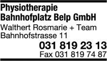 Physiotherapie Bahnhofplatz Belp GmbH